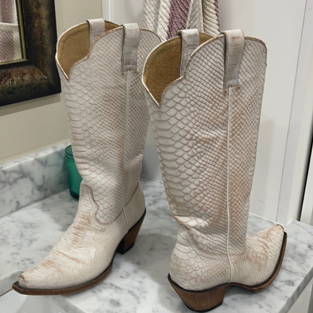 Cream cowboy boots